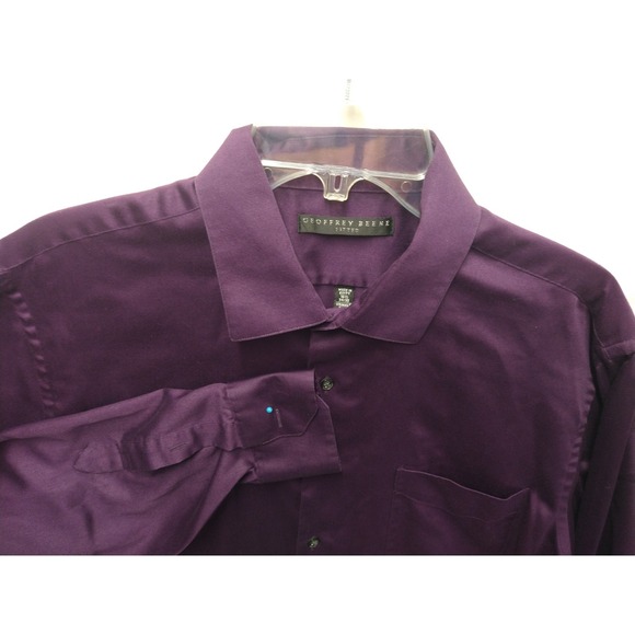 MENS GEOFFREY BEENE LONG SLEEVE DRESS SHIRT, SIZE 16.5, 34/35 EGGPLANT COLOR - Picture 4 of 9